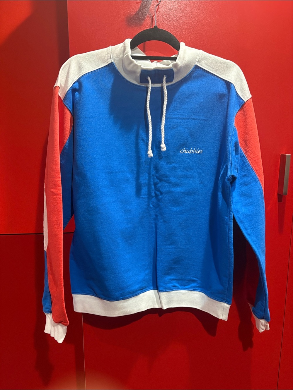 Chubbies Blue White & Red Colorblock Mock-Neck Pullover